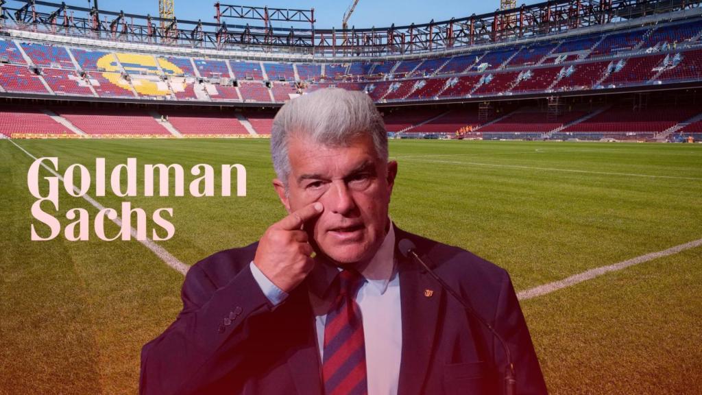 Joan Laporta, Goldman Sachs y el nuevo Camp Nou, en un fotomontaje