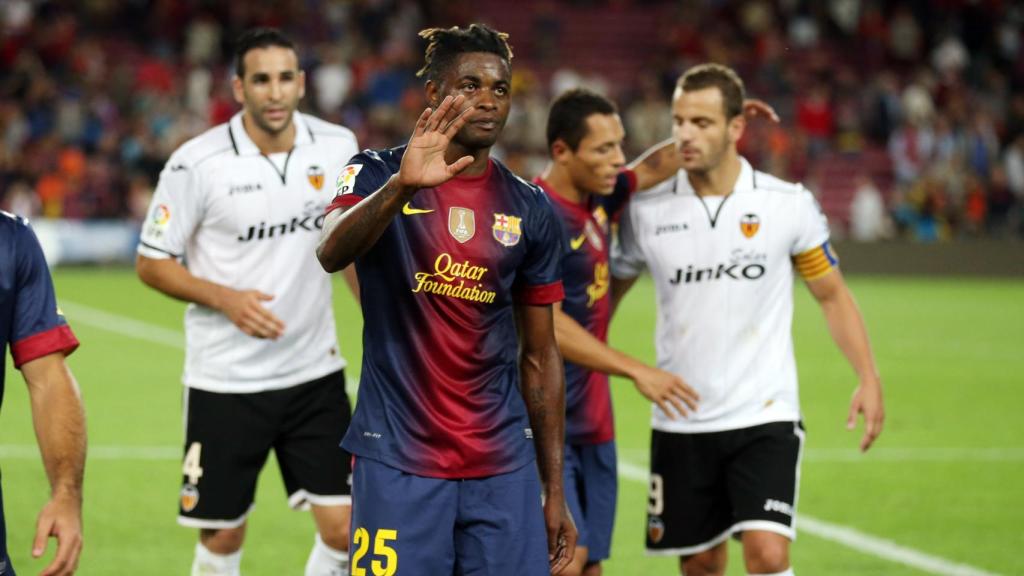 Alex Song, durante un partido con el Barça