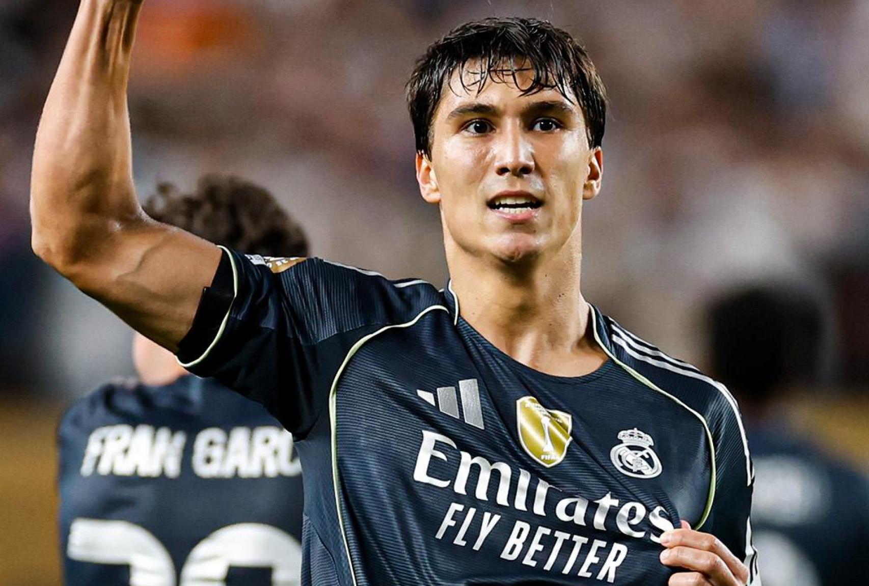Gonzalo García celebra su gol con el Real Madrid ante el RB Salzburg en el Mundial de Clubes