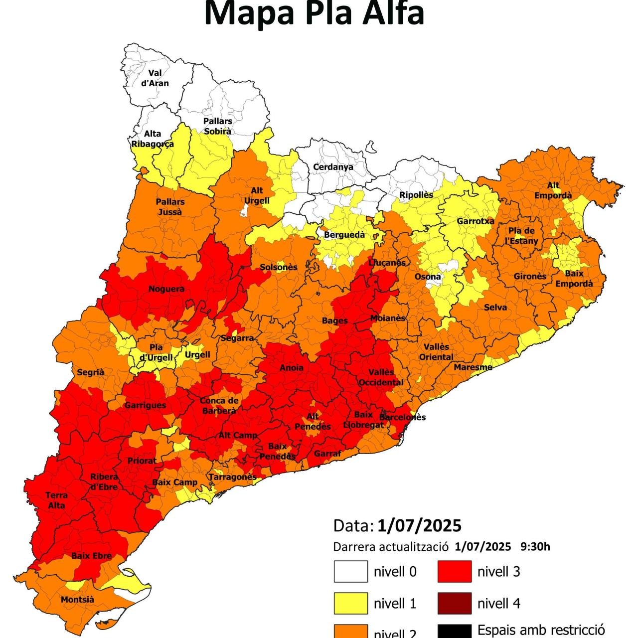 Mapa del Plan Alfa del 1 de julio, elaborado por Agents Rurals