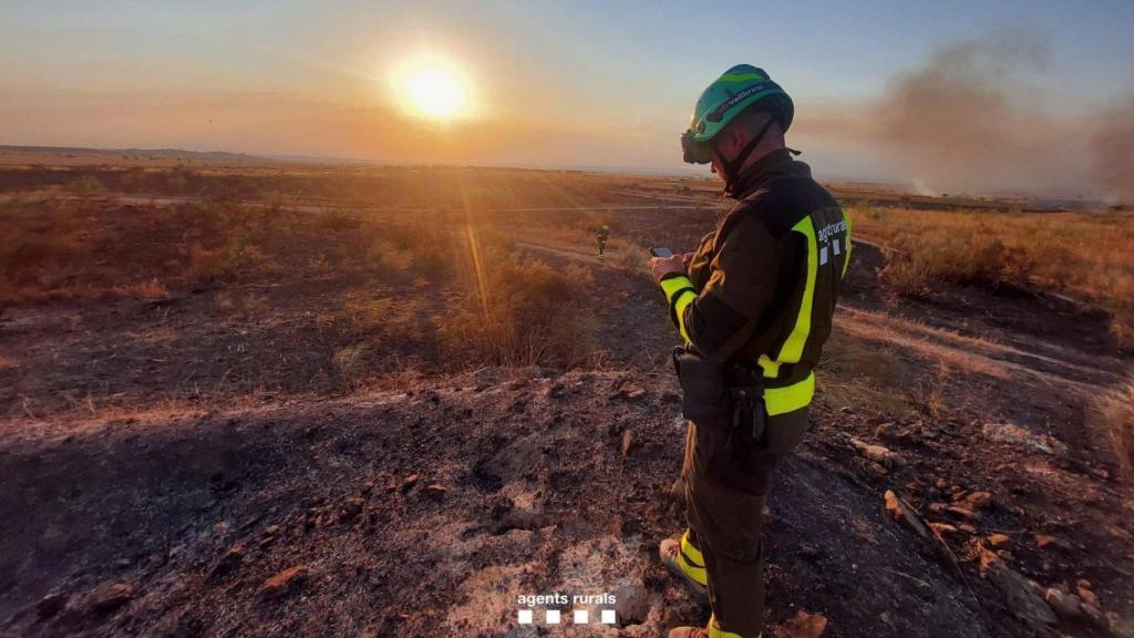 Un bombero, en Mas de Melons-Alfés