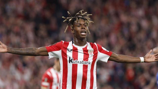 Nico Williams festeja un gol con el Athletic Club