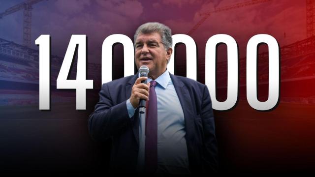 Joan Laporta en un montaje sobre el Camp Nou