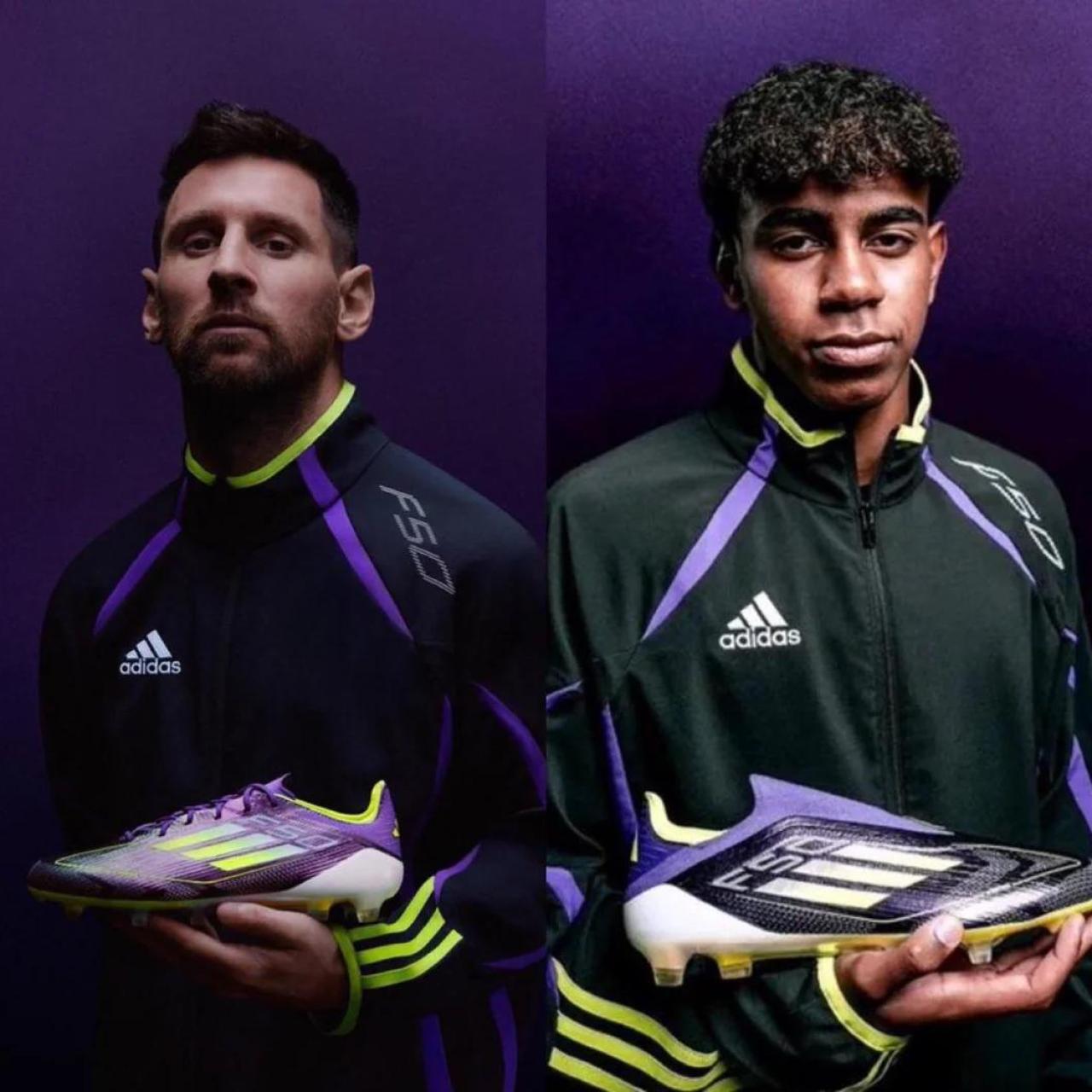 Lamine Yamal en una campaña con Adidas con Leo Messi