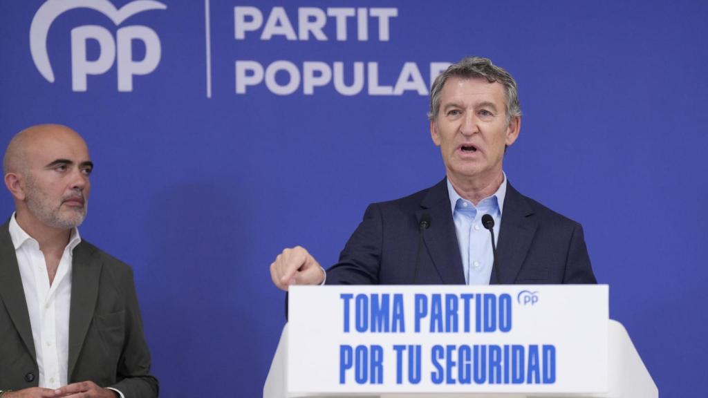 El presidente del PP, Alberto Núñez Feijóo, este viernes en Barcelona