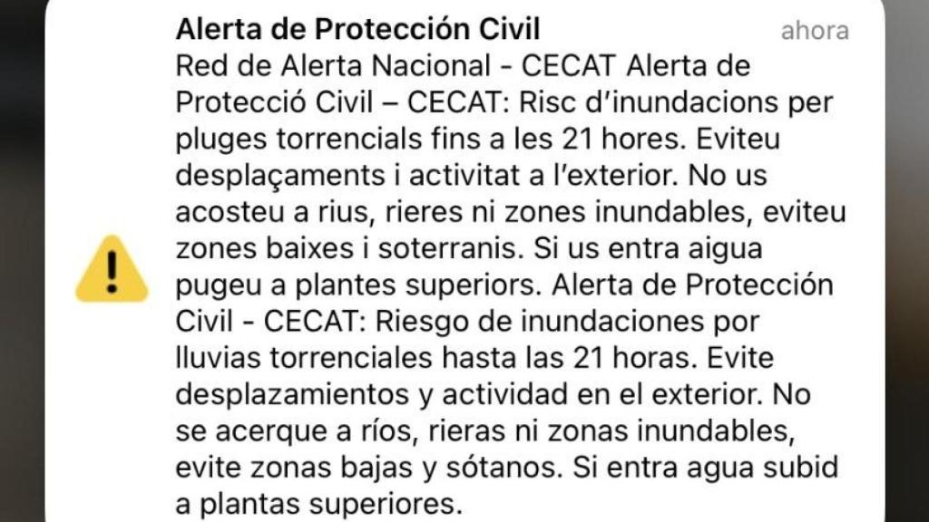 Alerta de Protección Civil de la Generalitat por la DANA de este sábado