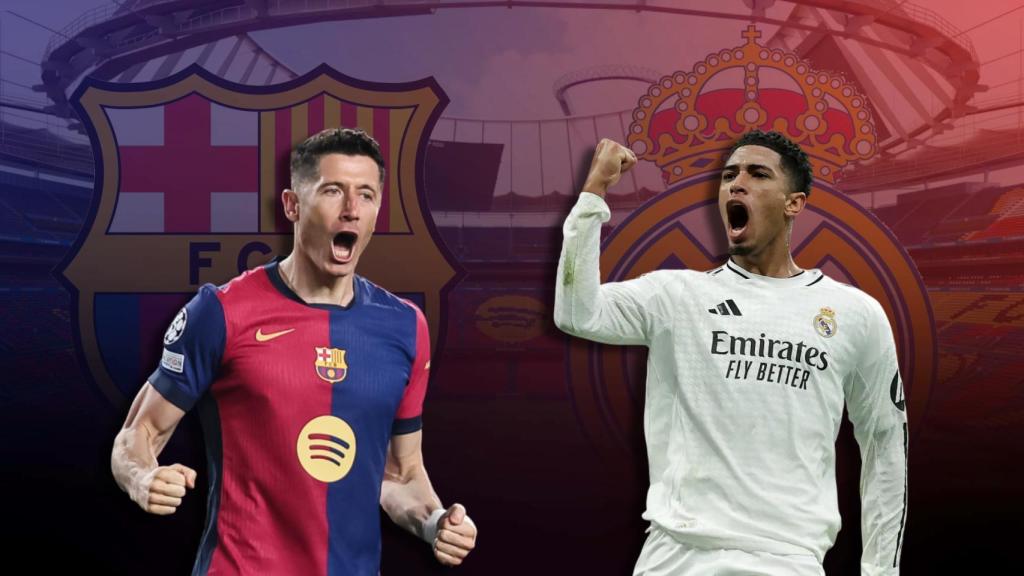 Robert Lewandowski y Jude Bellingham, estrellas de Barça y Real Madrid, en un fotomontaje