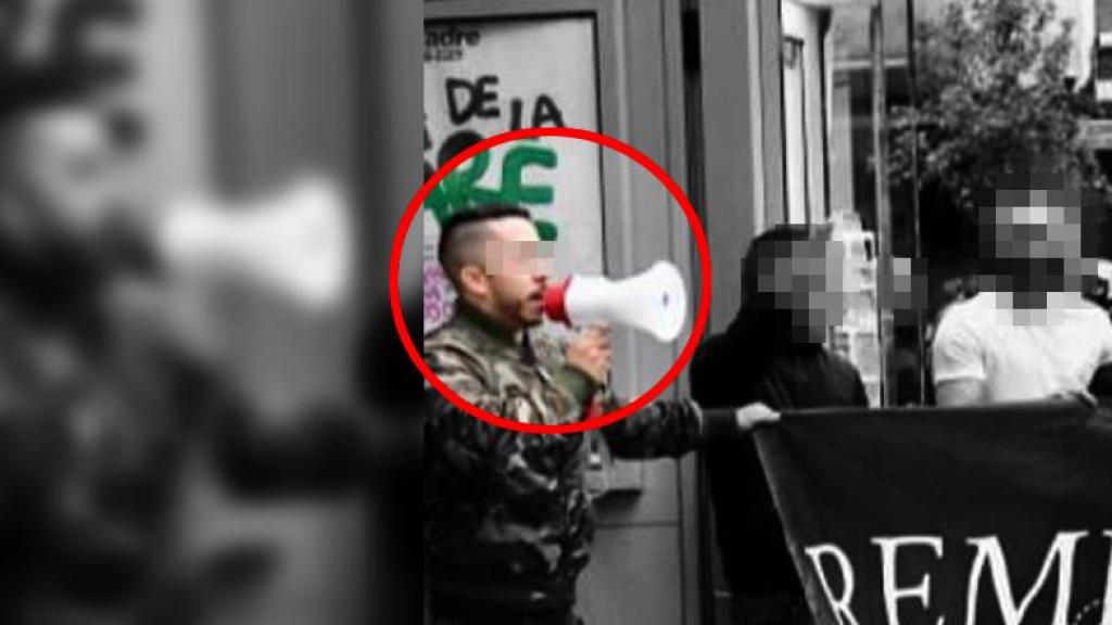 Cristian, durante una manifestación