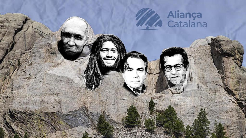 Fotomontaje del monte Rushmore con los rostros de Víctor Riverola, Anthony Sánchez, Santiago Espot y Toni Freixa