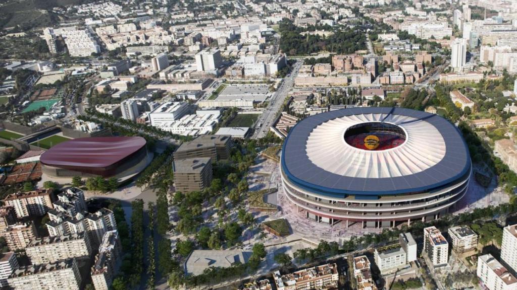 Un dels renders oficials del futur Camp Nou i Palau Blaugrana, pilars de l'Espai Barça