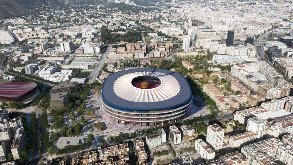 Uno de los renders oficiales del futuro Camp Nou y Palau Blaugrana, pilares del Espai Barça