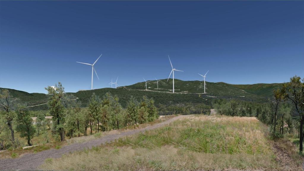 Fotomontaje del proyecto de parque eólico Galatea en la comarca del Alt Empordà (Girona)