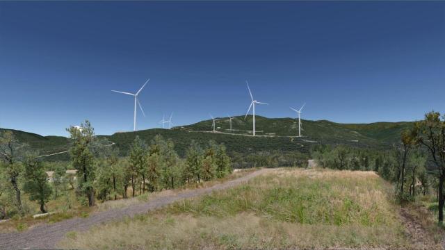 Fotomontaje del proyecto de parque eólico Galatea en la comarca del Alt Empordà (Girona)