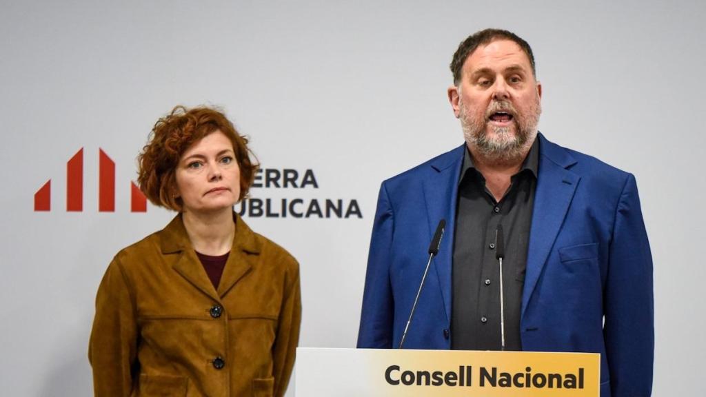 El presidente de ERC, Oriol Junqueras, y la secretaria general, Elisenda Alamany, en una imagen de archivo