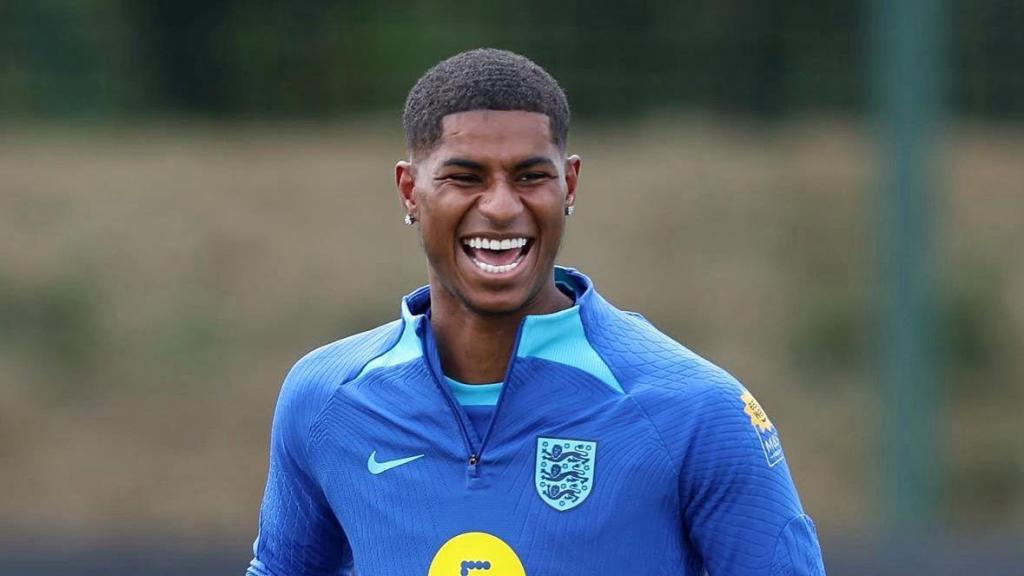 Marcus Rashford en un entrenamiento con la selección inglesa
