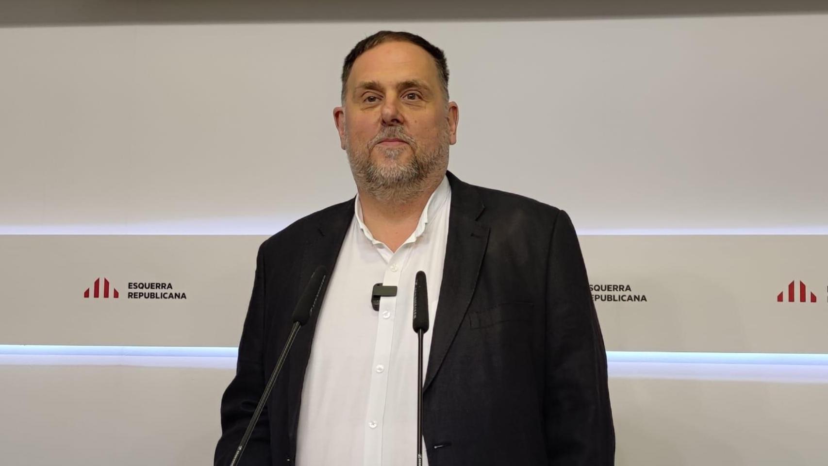 El líder de ERC, Oriol Junqueras, en rueda de prensa