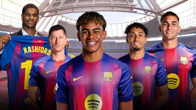 Rashford, Lewandowski, Lamine Yamal, Raphinha y Ferran en un fotomontaje