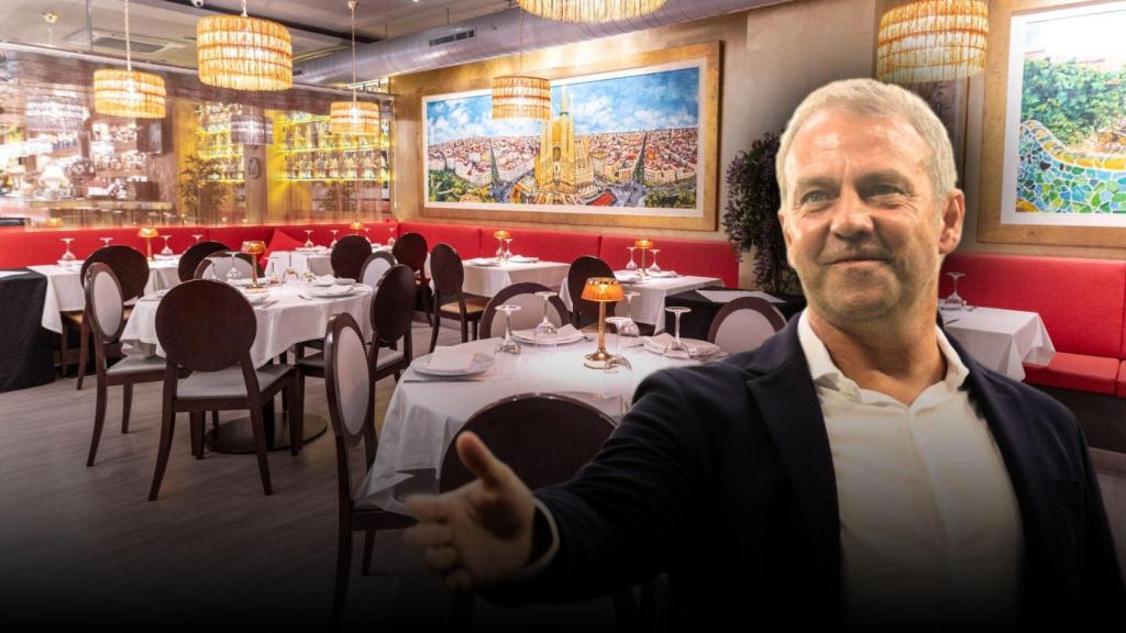 Hansi Flick en el restaurante Gaudim en un montaje