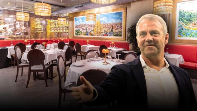 Hansi Flick en el restaurante Gaudim en un montaje