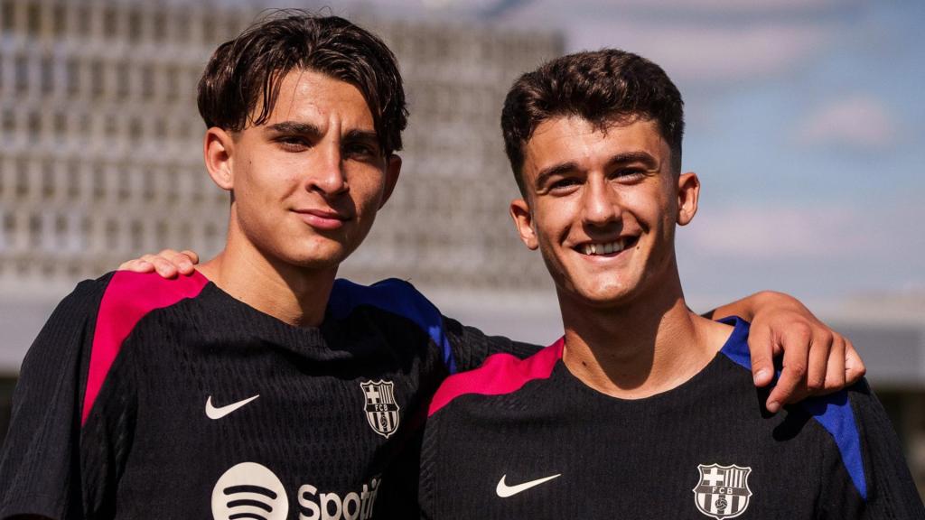 Toni Fernández y Unai Hernández en un entrenamiento del Barça