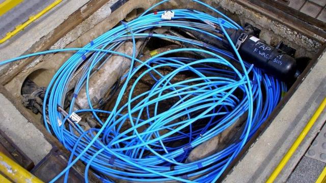 Imagen de archivo de cables de fibra óptica