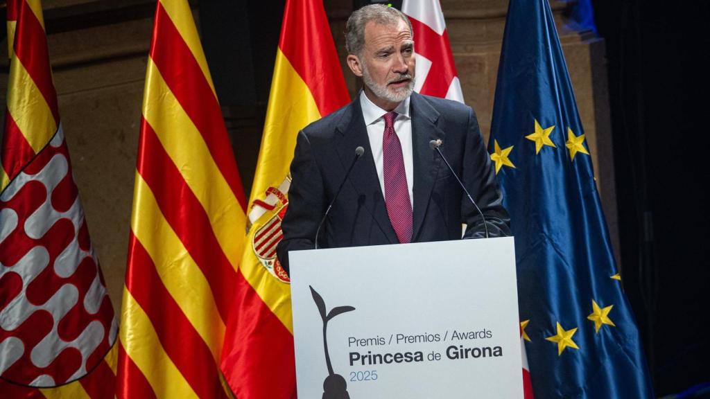 El rey Felipe VI, durante la entrega de los Premios Princesa de Girona