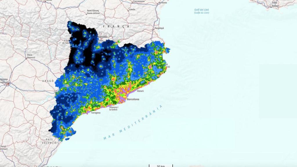 Página web donde está alojado el mapa de contaminación lumínica de Cataluña, disponible en la 'Conselleria' de Territorio, Vivienda y Transición Ecológica