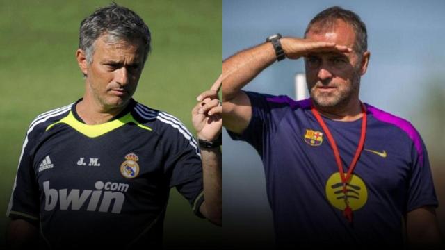 Moutinho y Hansi Flick en un montaje