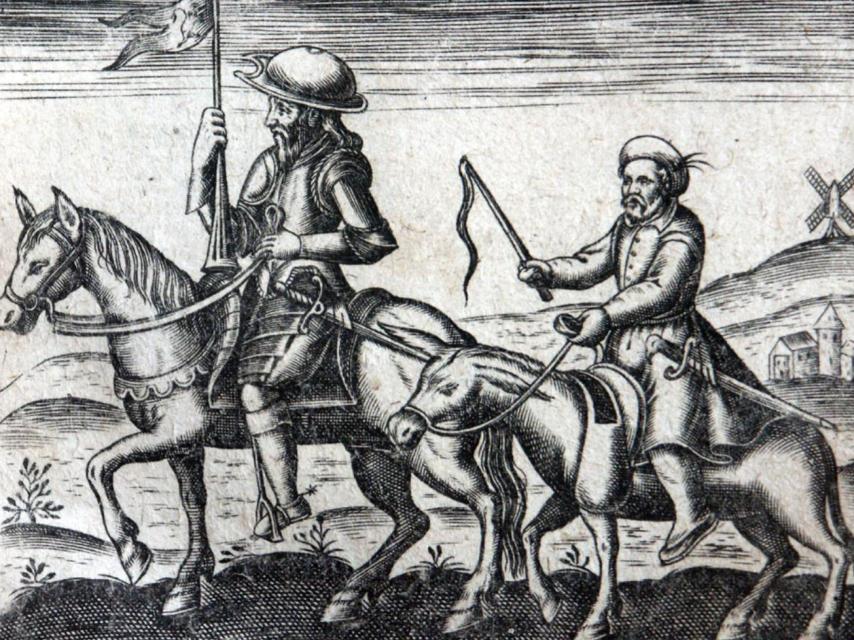 Salida de Don Quijote y Sancho en busca de aventuras (1618).
