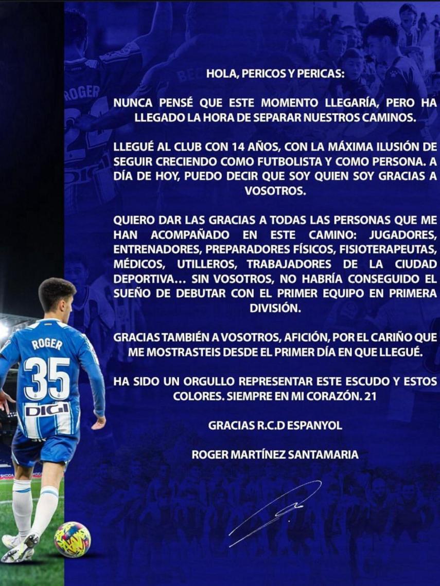 Roger Martínez se despide del RCD Espanyol