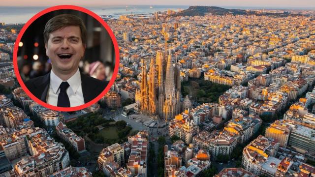 Fotomontaje de la ciudad de Barcelona y Marc Giró