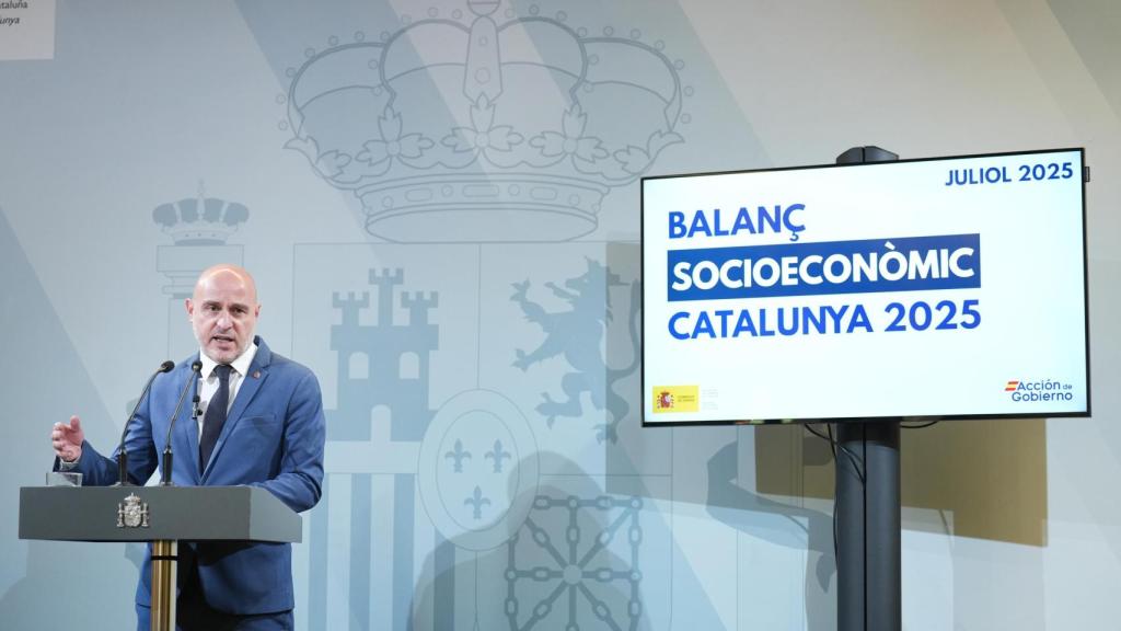 El delegado del Gobierno en Cataluña, Carlos Prieto, durante la rueda de prensa