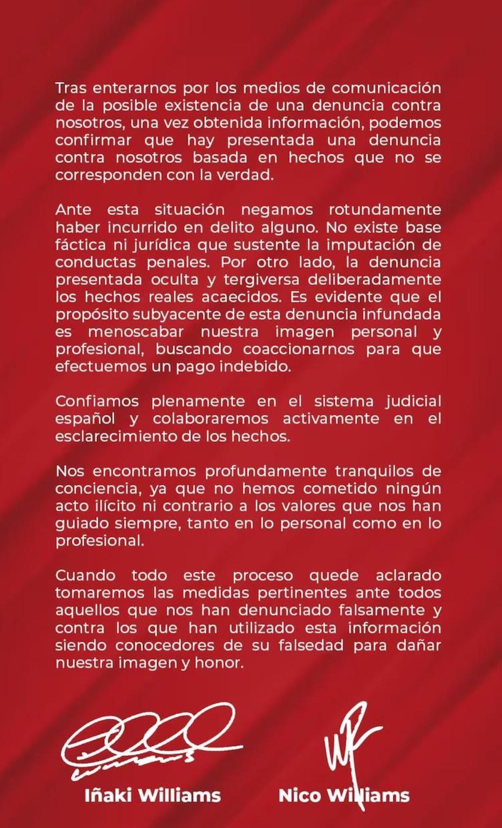 El comunicado de los hermanos Williams sobre las acusaciones de una presunta estafa