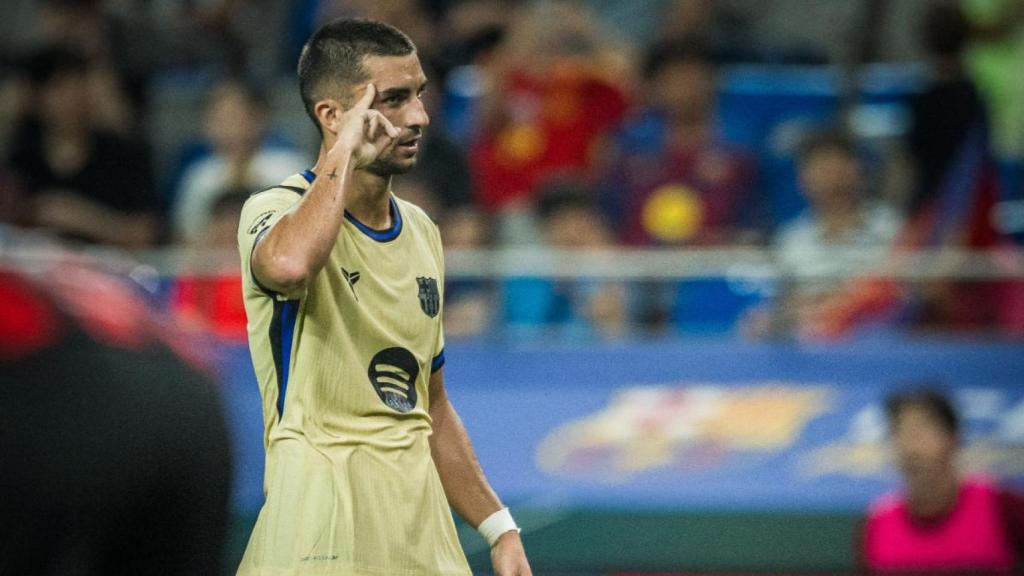 Ferran Torres realiza su icónica celebración tras marcar un doblete en Seúl