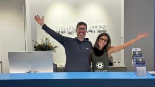 Lluís Ruiz Ribot y su mujer, Olga, en Club Pilates