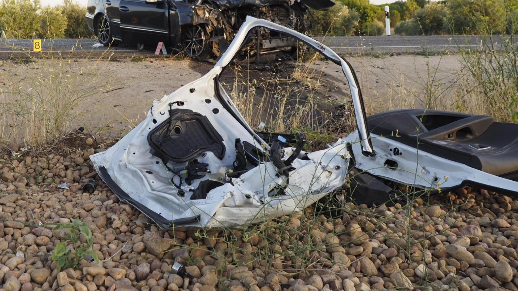 Restos de un accidente de tráfico en Cuenca