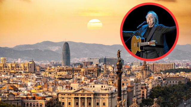 Fotomontaje de Joan Manuel Serrat y Barcelona