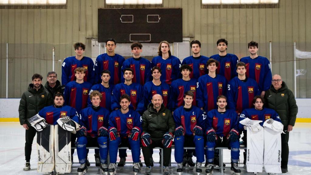 La plantilla del Barça d'hoquei sobre gel, a la temporada 2023-24, abans de la seva dissolució temporal