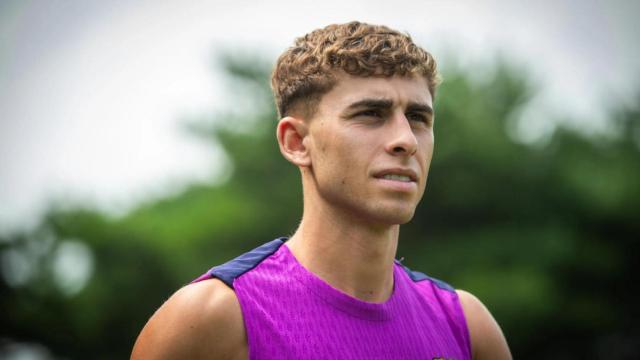 Fermín López, durante el último entrenamiento del Barça en Corea del Sur