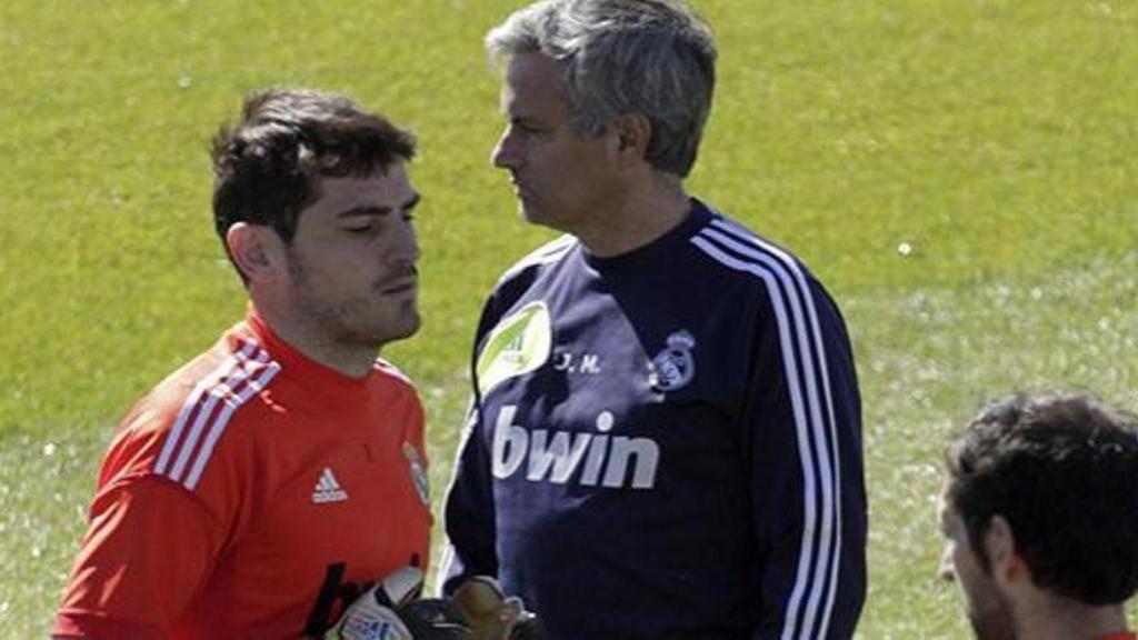 Iker Casillas y José Mourinho en el Real Madrid
