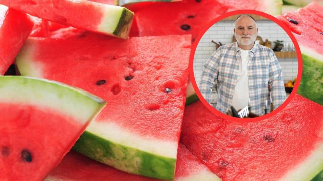 Fotomontaje del chef José Andrés e imágenes de sandías