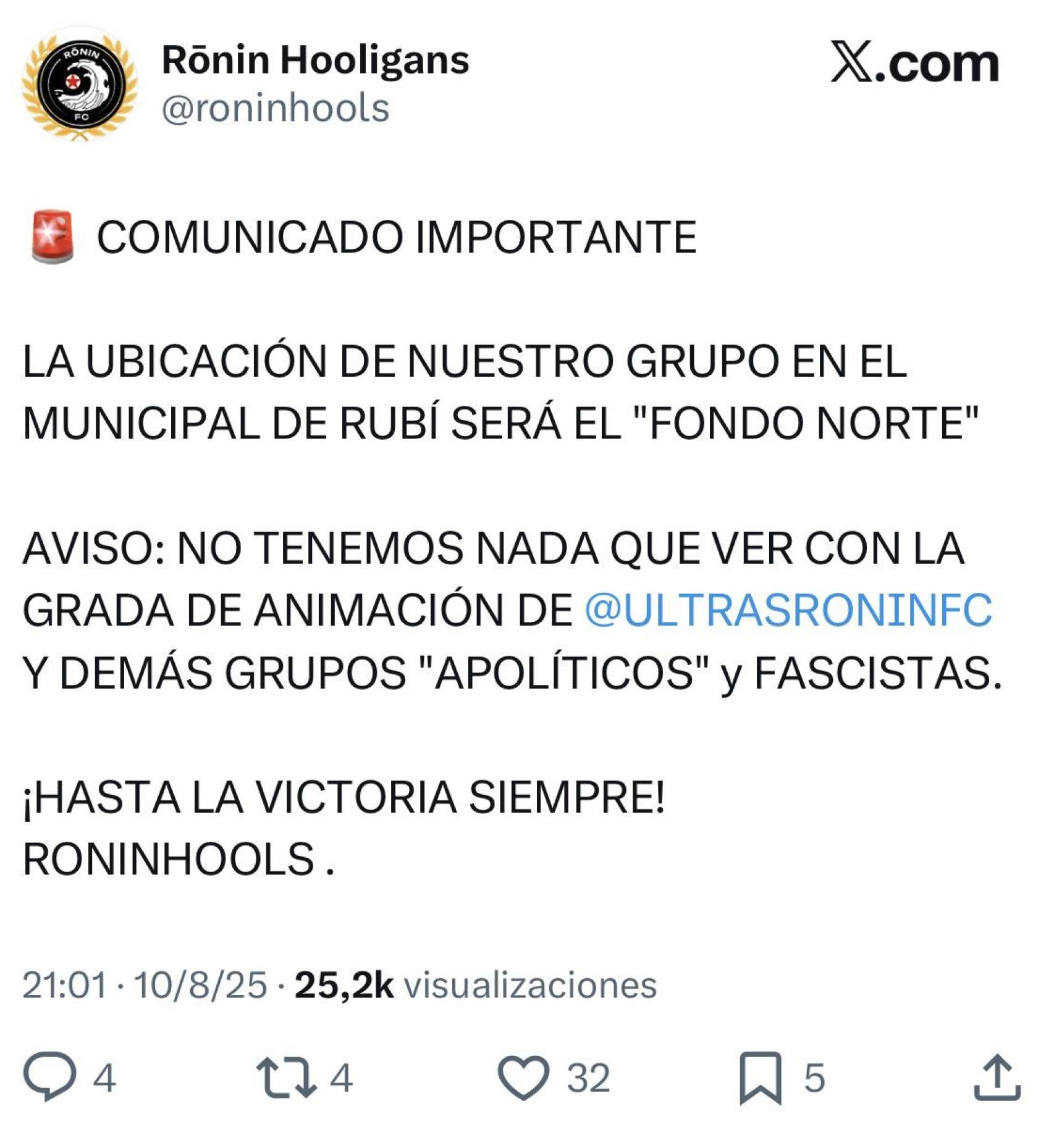 Mensaje de Ronin 'Hools'