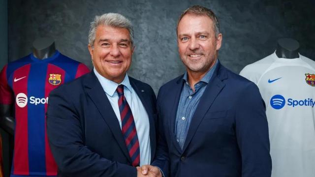 Joan Laporta y Hansi Flick