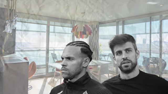 Martin Braithwaite y Gerard Piqué
