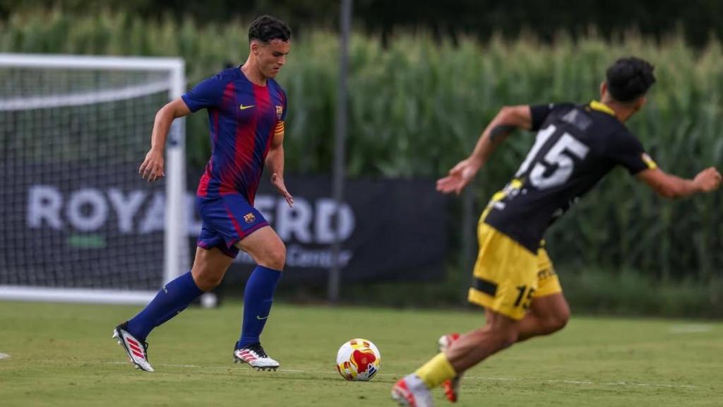 Álvaro Cortés en un partit de pretemporada amb el filial del Barça