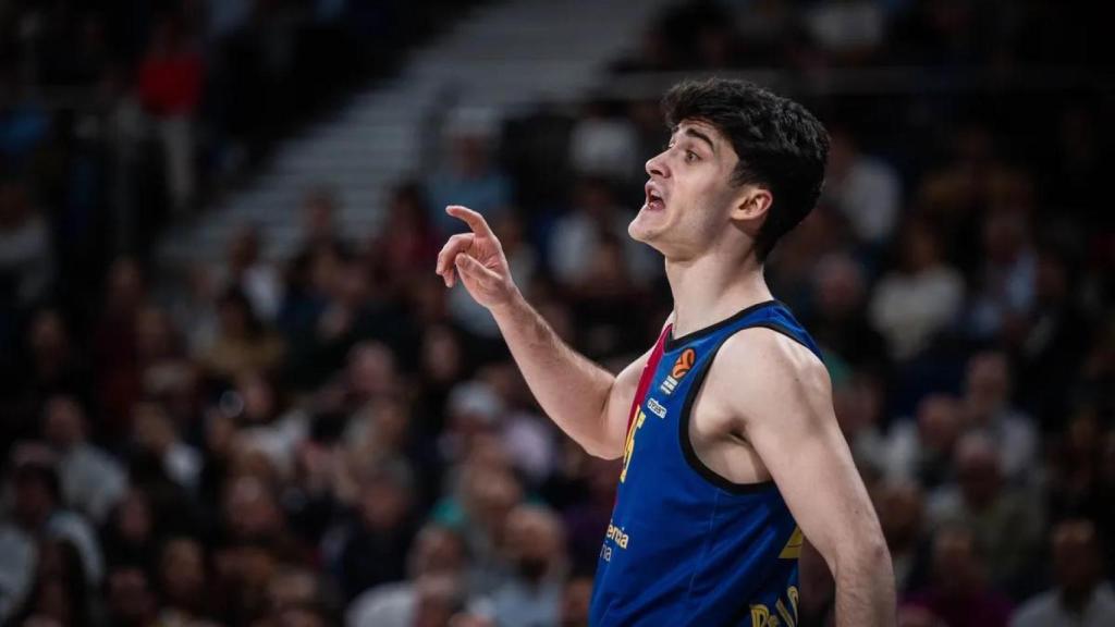 Raúl Villar en el seu debut amb el Barça de bàsquet