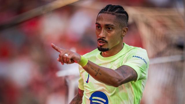 Raphinha celebra su gol ante el RCD Mallorca