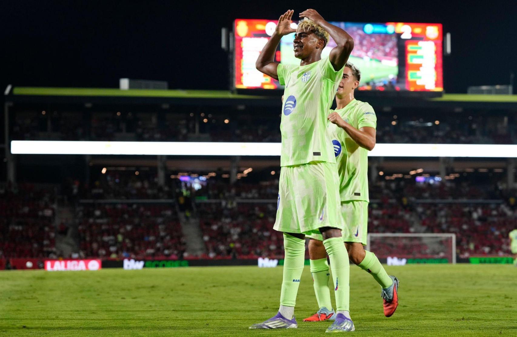 Lamine Yamal celebra su gol ante el Mallorca