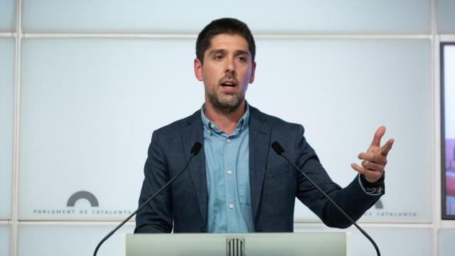 El portavoz de los Comuns en el Parlament, David Cid, durante una comparecencia, en una imagen de archivo
