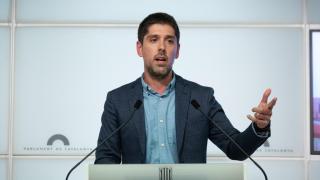 El portavoz de los Comuns en el Parlament, David Cid, durante una comparecencia, en una imagen de archivo